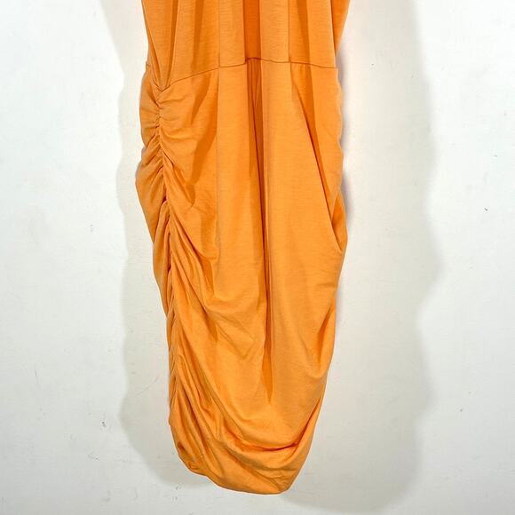 Athleta T Racerback Bodycon Dress with Ruching Womans M Tangerine Glo - Picture 11 of 11